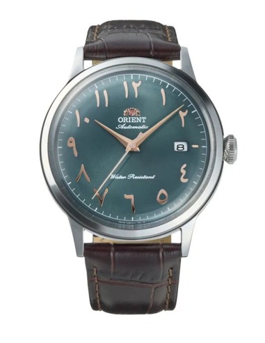 reloj automático hombre Orient Bambino Arabic Dial "Oasis Teal" RA-AC0035E 40.5m correa de cuero cal. F6724